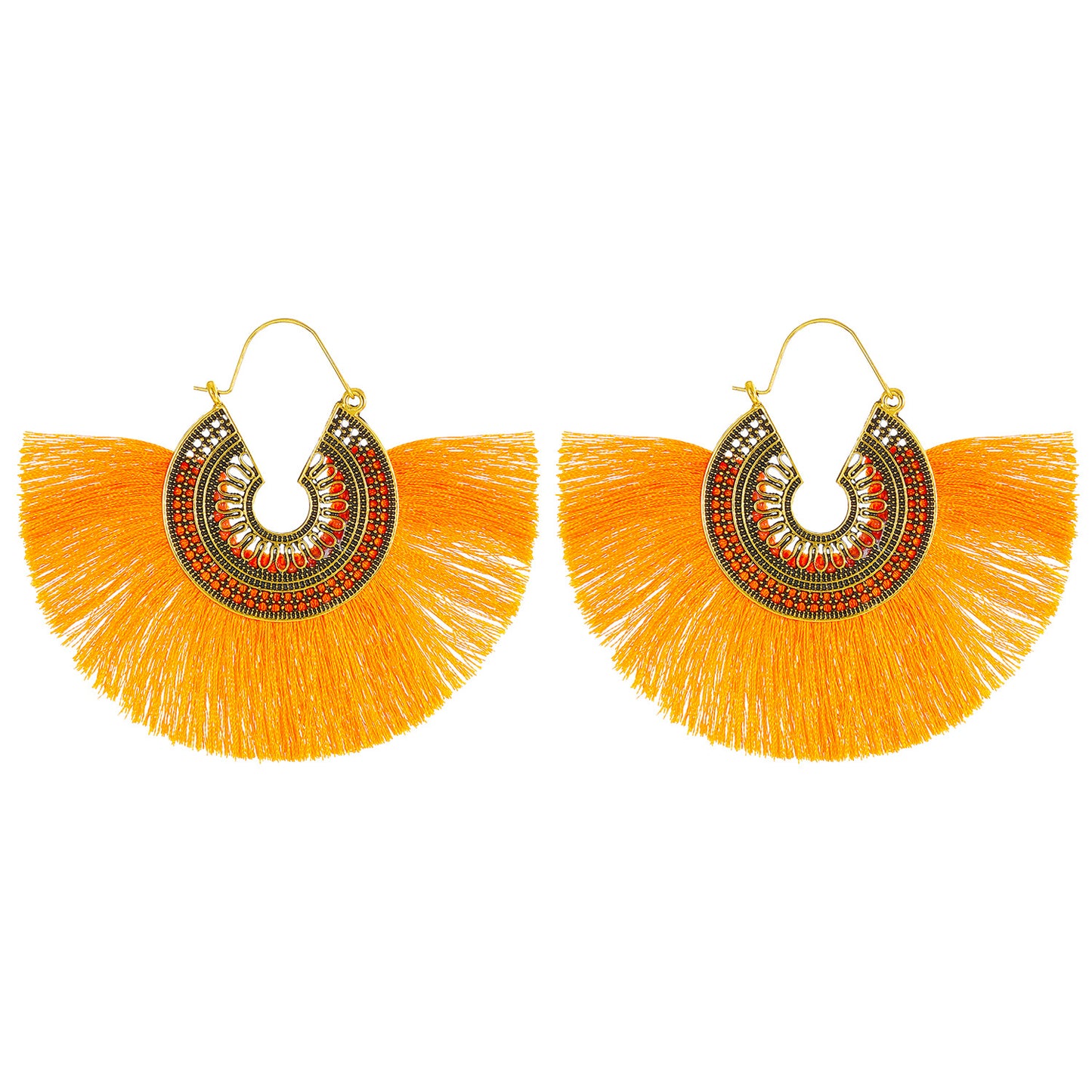 Fan-shaped Tassel Fashion Jewelry Hollow Alloy Earrings