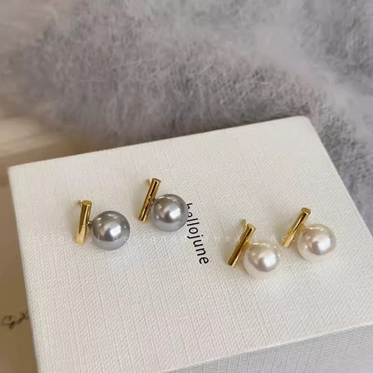 Women's Balance One-word Pearl Sier Retro Cold Earrings