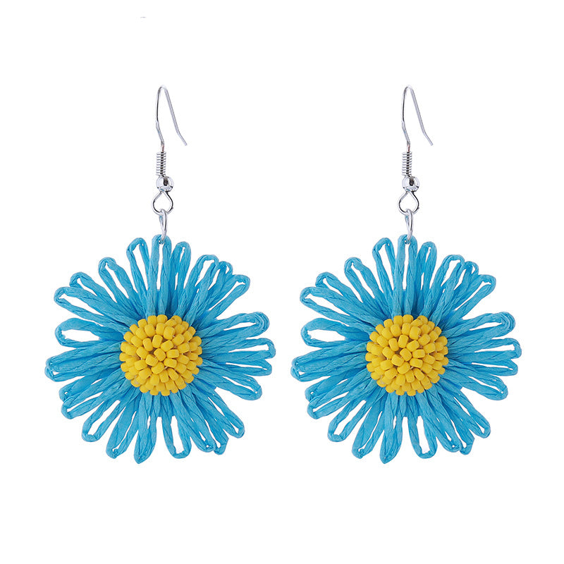 Handmade Daisy Flower Ear Hook Bohemian Vacation Earrings