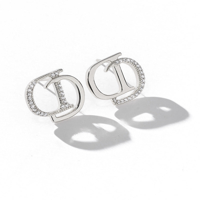 Women's Alphabet Letter Diamond Light Luxury Ear Earrings