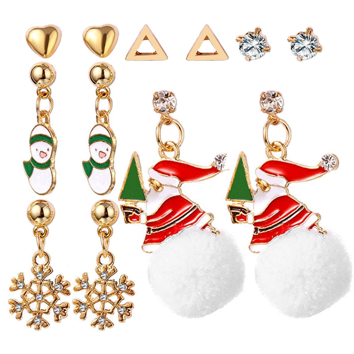 Christmas Combination Cute Exquisite Santa Claus Earrings