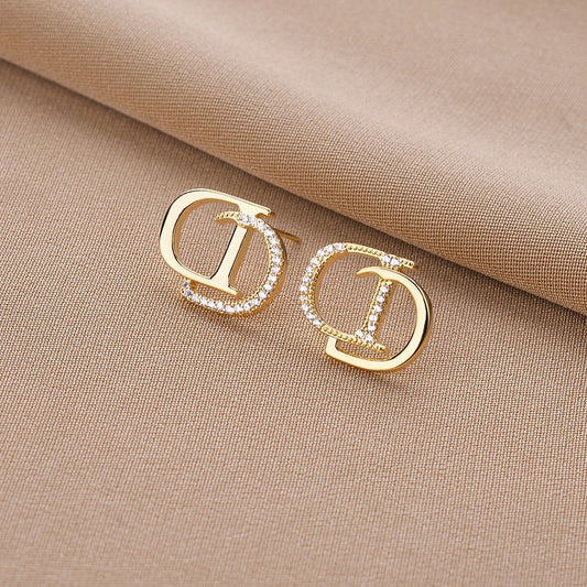 Women's Alphabet Letter Diamond Light Luxury Ear Earrings