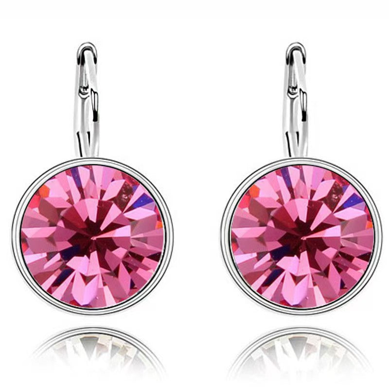 Women's Copper Round Rhinestone Simple Jewelry Earrings