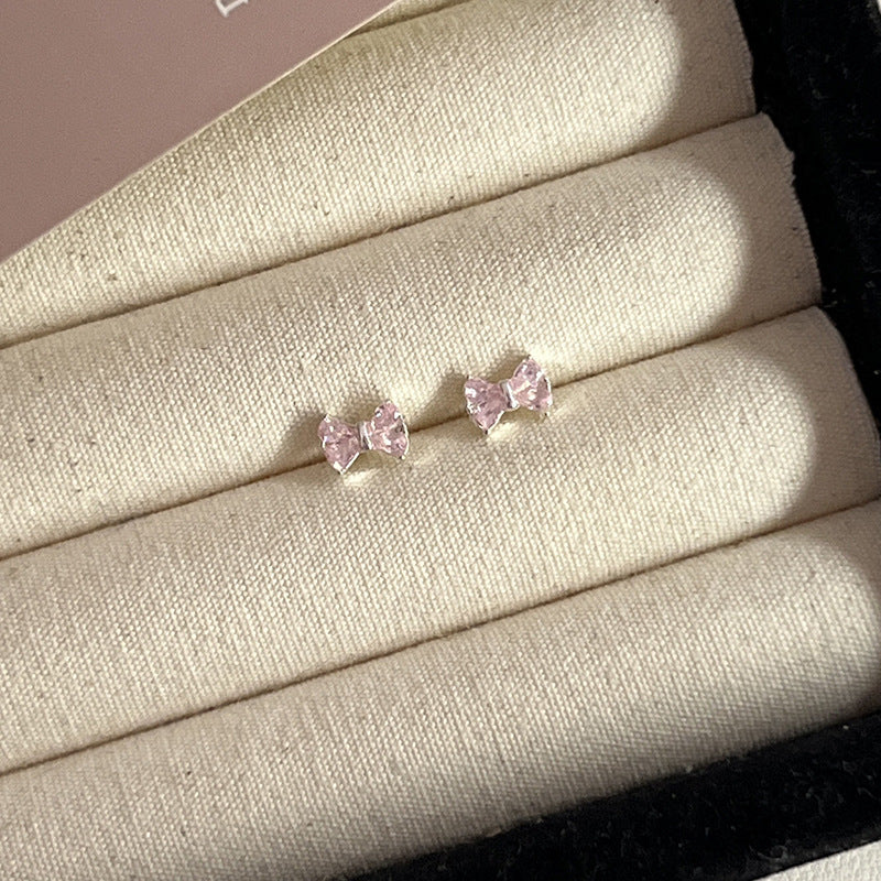 Pink Zircon Ear Female Niche High-grade Earrings