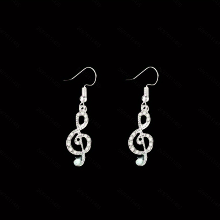 Note Temperament Female Asymmetric Shining Personality Earrings