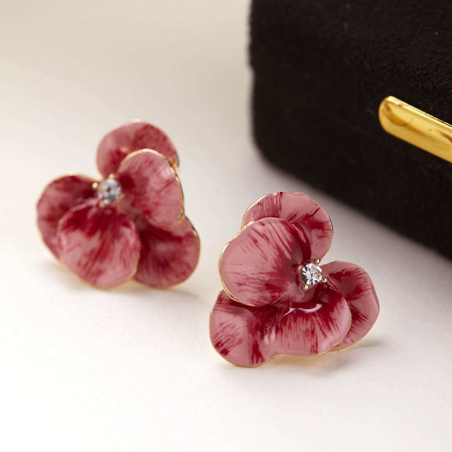 Red Super Fairy Petals Phalaenopsis Mori Style Ear Clip Earrings