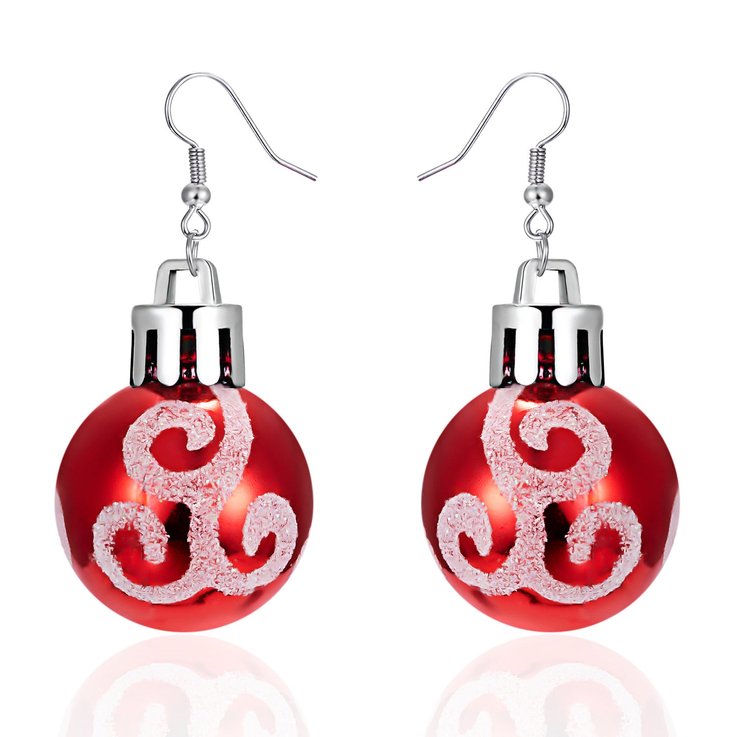 Round Ball Fashion Christmas Bulb Snowflake Earrings