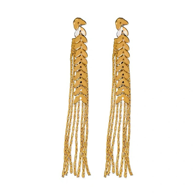 High-grade Chain Wheat Tassel Fashion Ear Elegant Niche Earrings