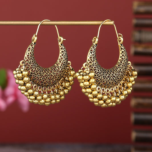 Style Hollow Bell Moon Metal Alloy Ornament Earrings