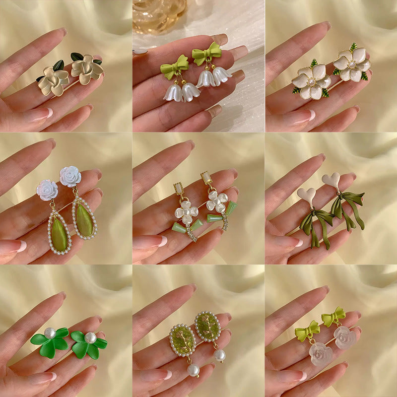 Sier Needle Spring Sweet Flowers Elegant Earrings