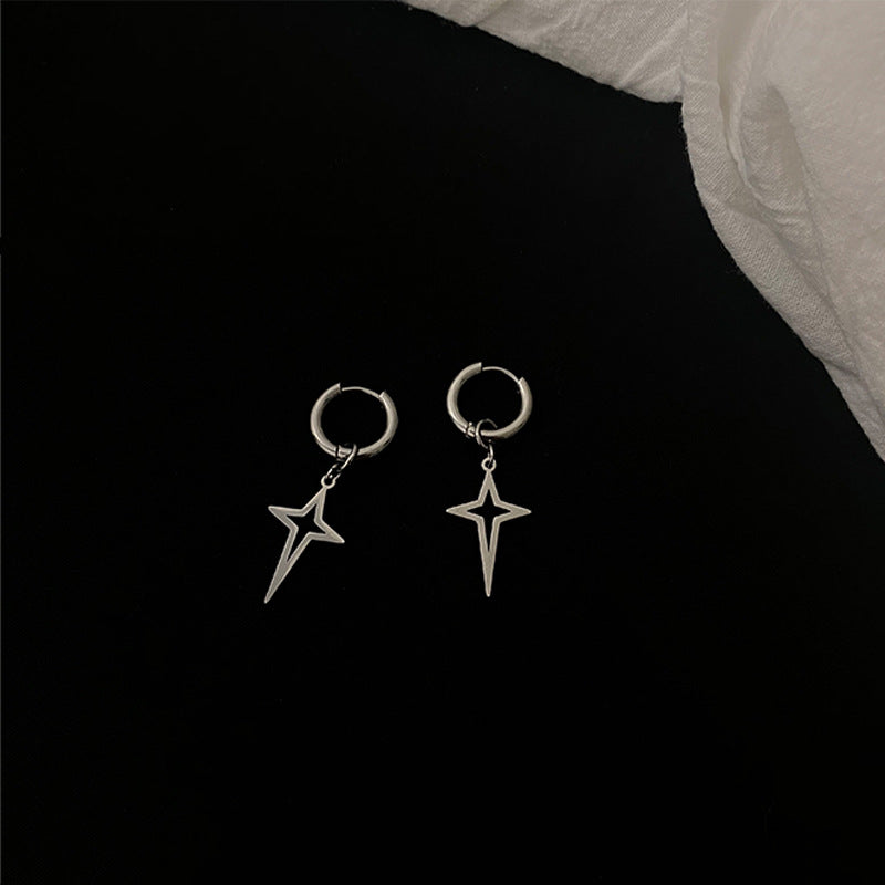 Steel Trendy Personalized Long Cross Simple Neutral Couple Male Earrings