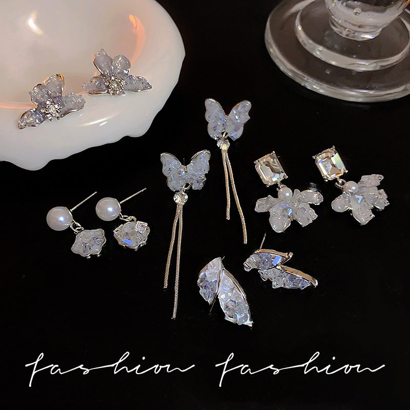 Unique Design Light Luxury High-grade Ice Crystal Earrings