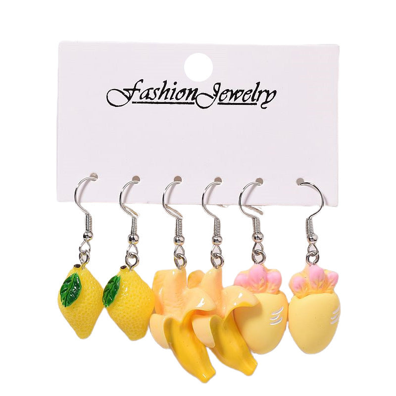 Creative Resin Suit Pairs Of Combination Earrings