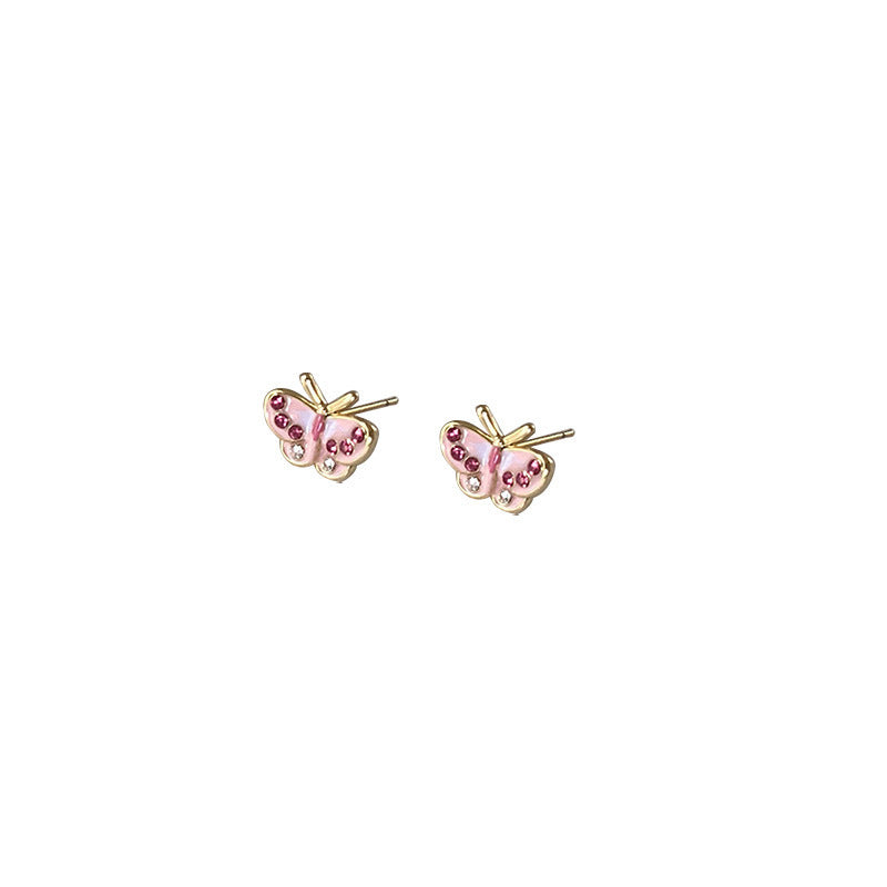 Pink Zircon Ear Female Niche High-grade Earrings