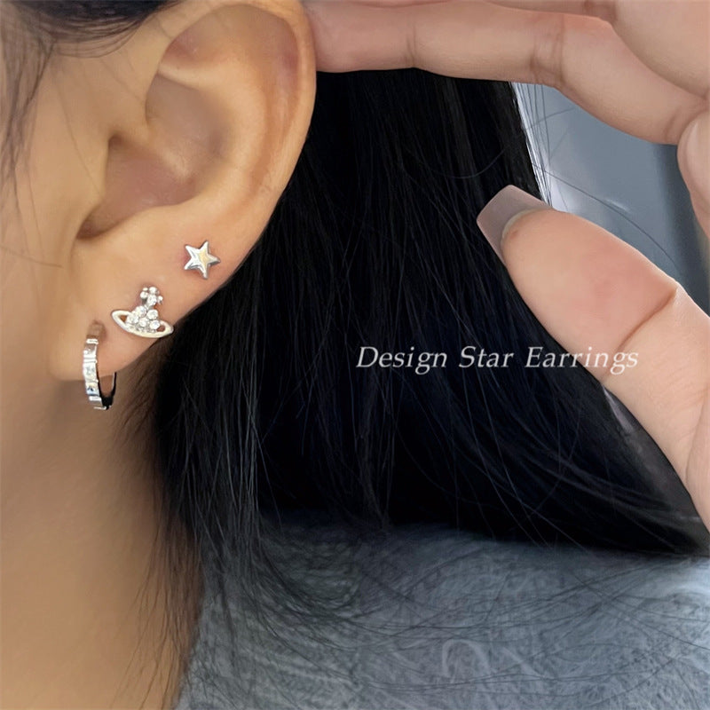 Five-pointed Star Type Temperament Earings Set Rings