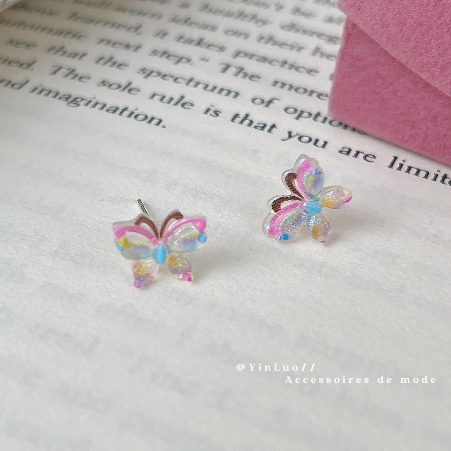 Women's Colorful Butterfly Three Pairs Earings Set Combination Small Delicate Earrings