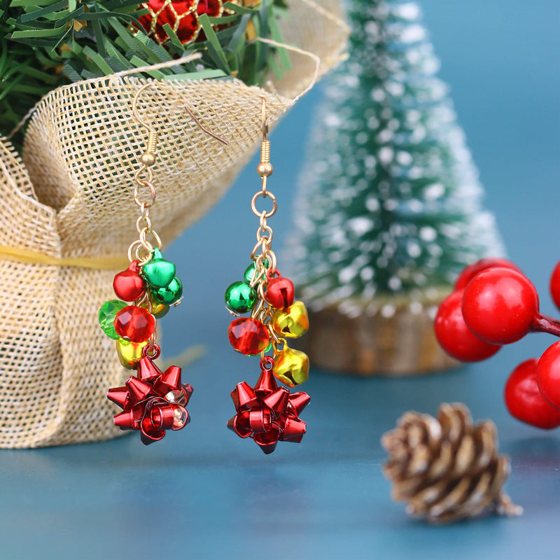 Red Green Snowflake Flower Creative Simple Earrings