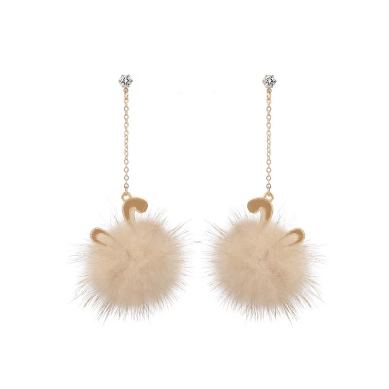 Korean Sier Needle Color Water Mink Earrings