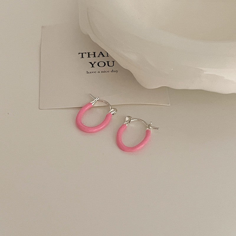 Pink Zircon Ear Female Niche High-grade Earrings