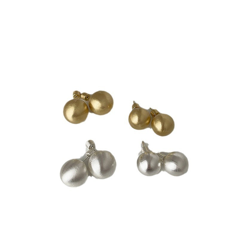 Women's Niche Design Brushed Metal Ball Personality Earrings