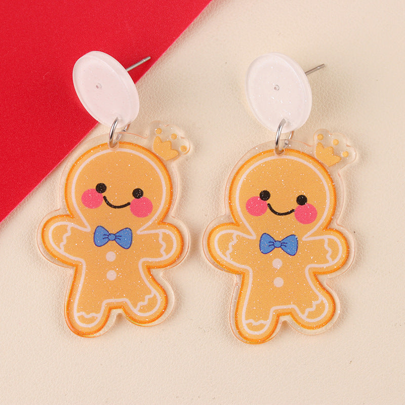 Christmas Cartoon Santa Claus Candy Cane Earrings