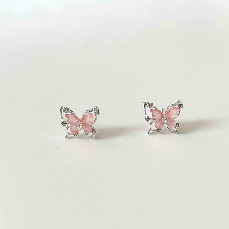 Pink Zircon Ear Female Niche High-grade Earrings