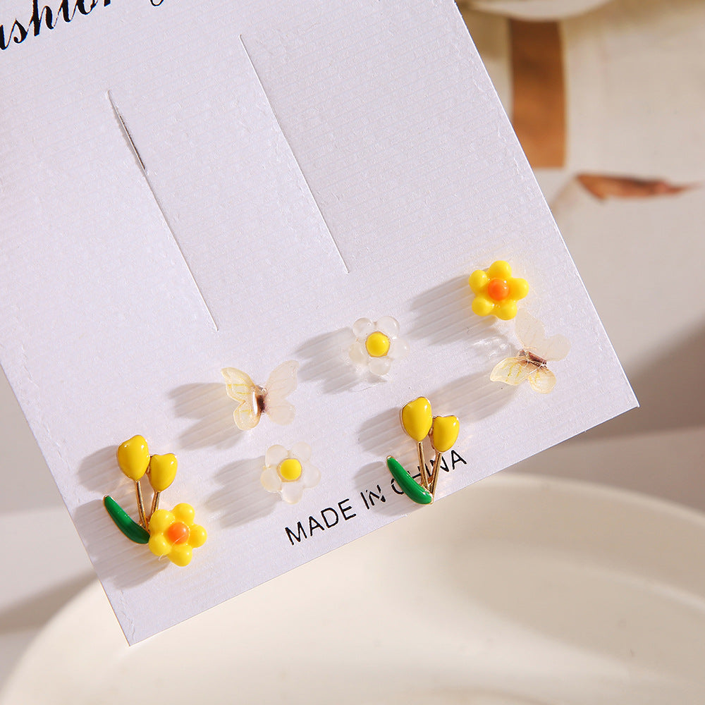 Fruit Butterfly Flower Set Creative Small Jewelry Earrings