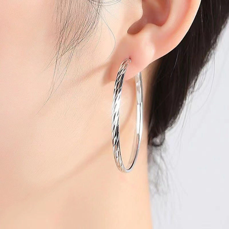 Women's Sier Big Ear Simplicity Sexy Korean Style Meteor Shower Earrings