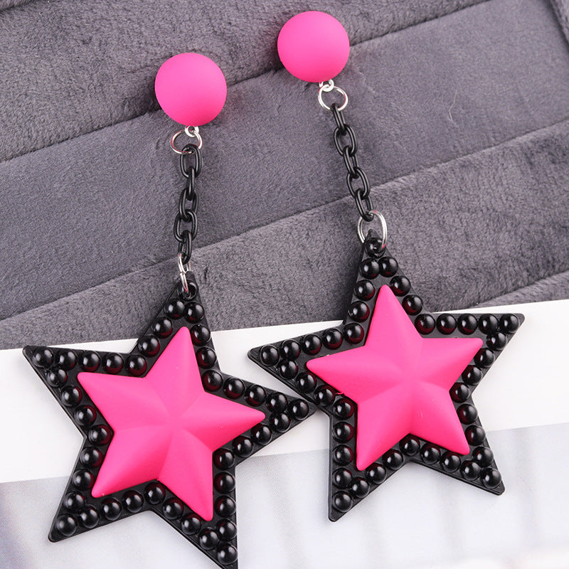 Women's Long Three-dimensional Five-pointed Star Acrylic Party Earrings