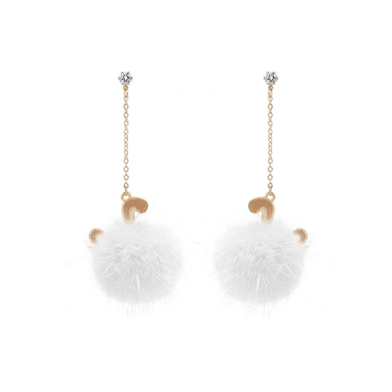 Korean Sier Needle Color Water Mink Earrings