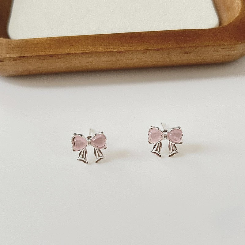 Pink Zircon Ear Female Niche High-grade Earrings