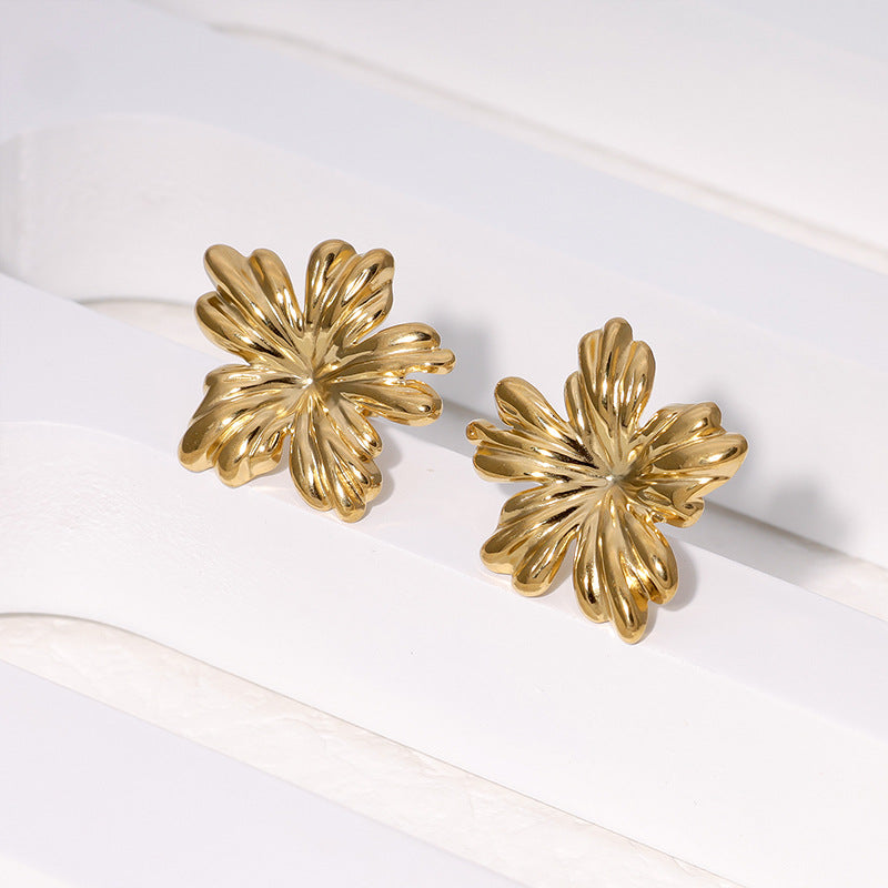 Flower Stainless Steel Sweet Gold-plated High-grade Earrings