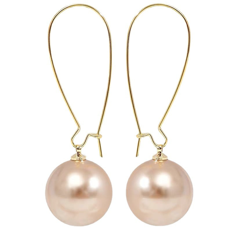 Women's Big Pearl Ear Hook Clips Temperament Earrings