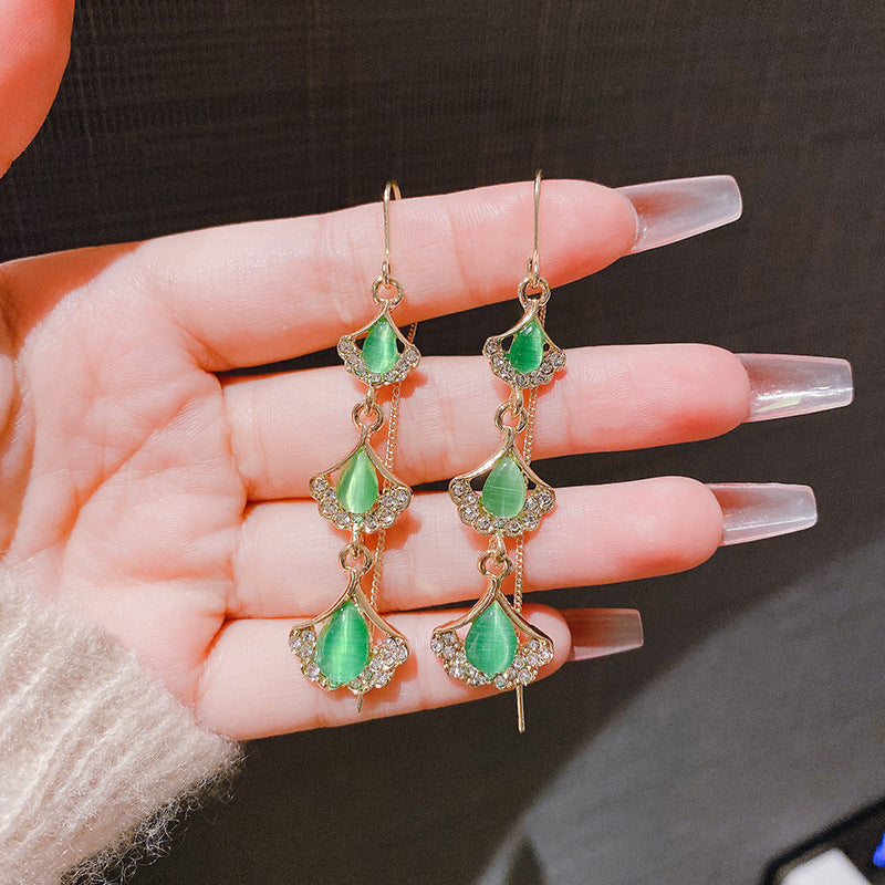 Trendy Hanging Graceful Ginkgo High-grade Niche Earrings