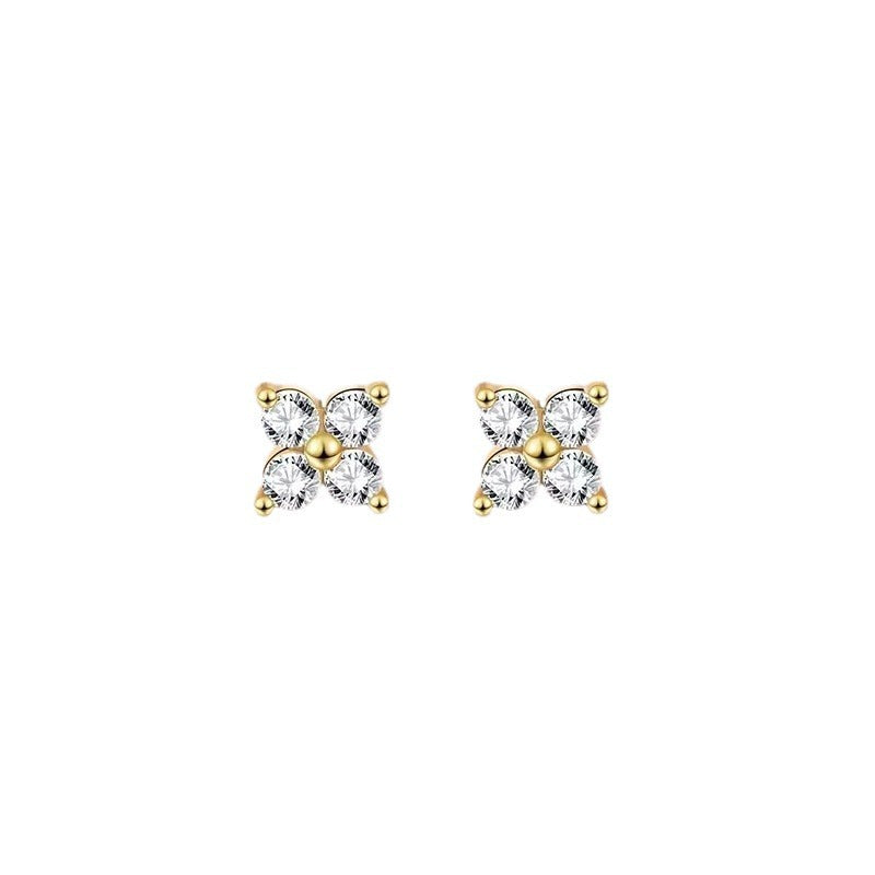 Women's Sier Mini Clover Exquisite Compact Temperamental Earrings