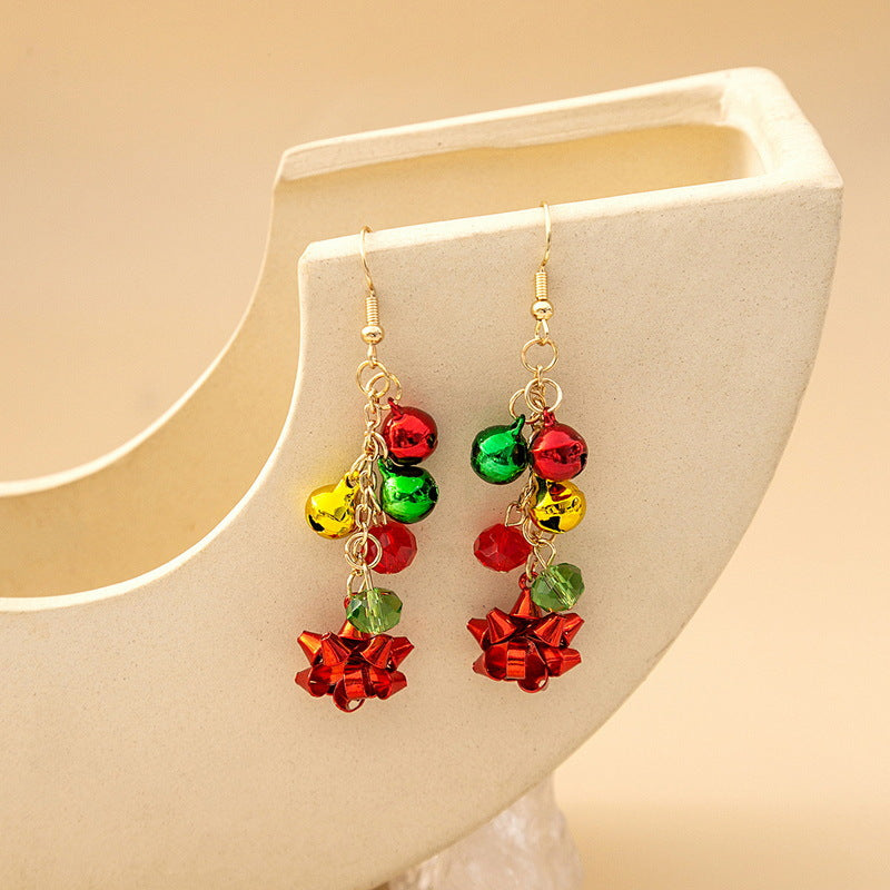 Red Green Snowflake Flower Creative Simple Earrings