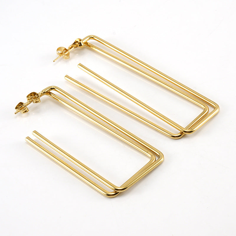 Women's Steel Electric Elegant Sweet Style Square Earrings