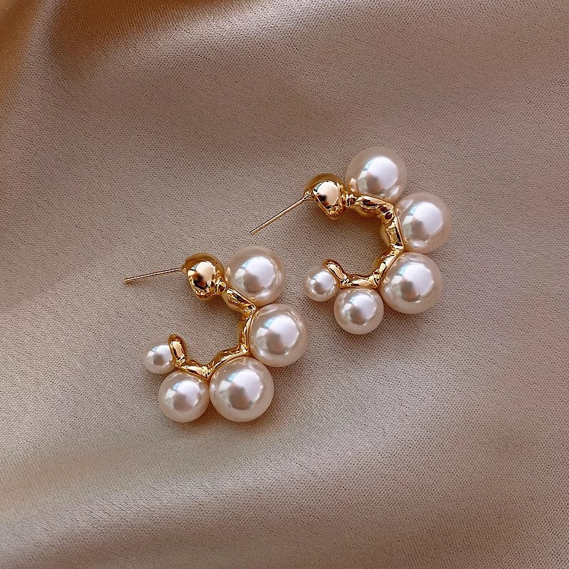 Women's High-grade Zircon Pearl French Minority Retro Earrings