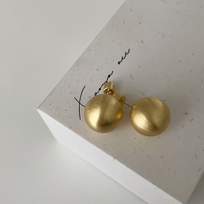 Women's Niche Design Brushed Metal Ball Personality Earrings