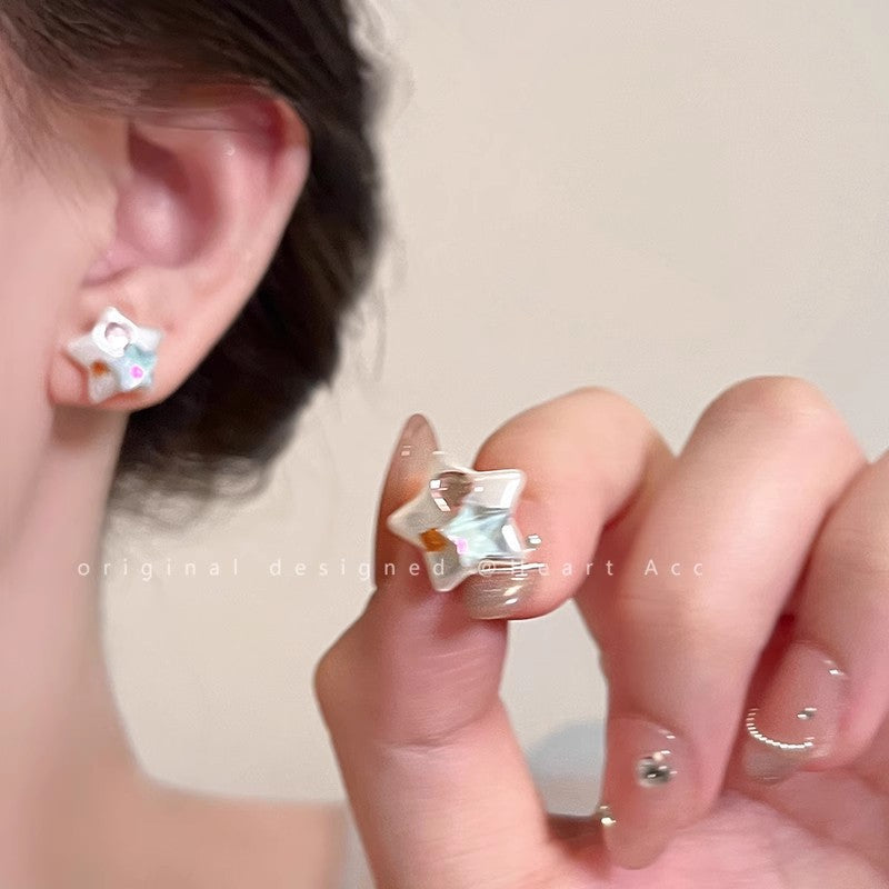 Colorful Heart-shaped Zircon Star Ear Fashionable Rings