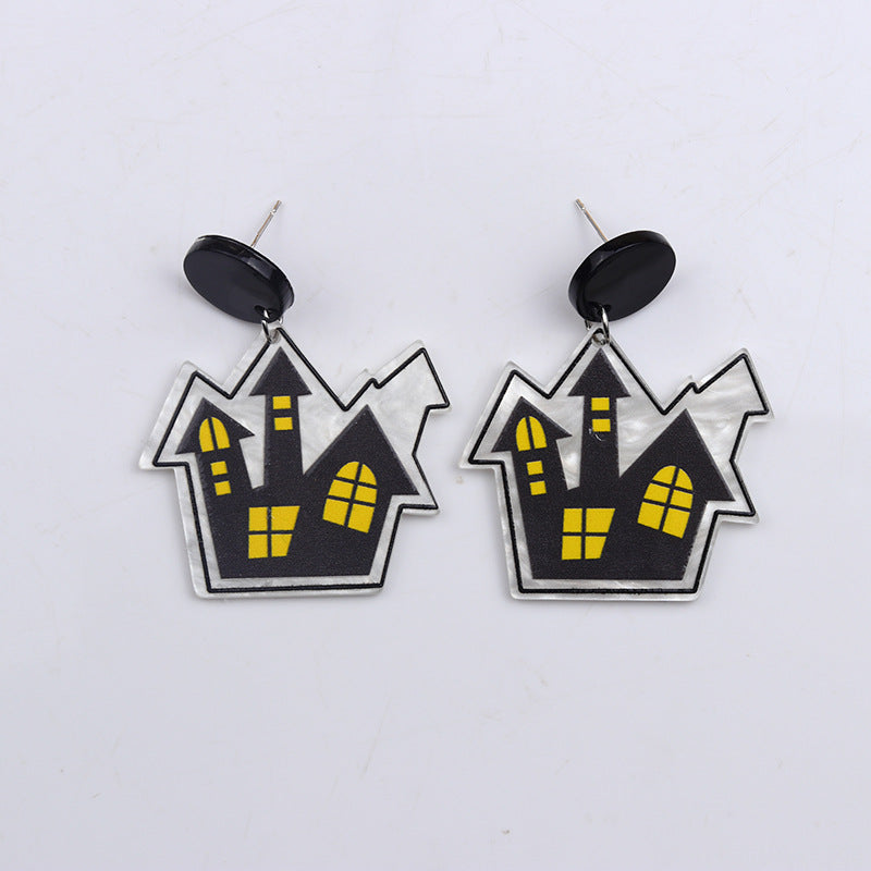 Wand Ghost Skull Scissor Pumpkin Cartoon Earrings