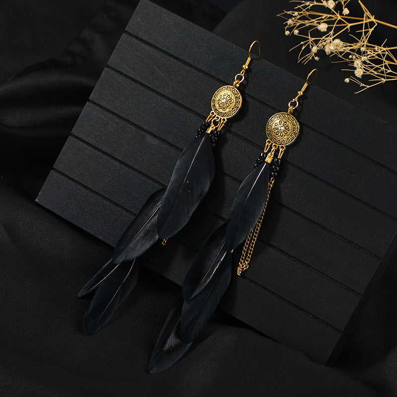 Women's Niche Personality Bohemian Blue Long Yunnan Earrings