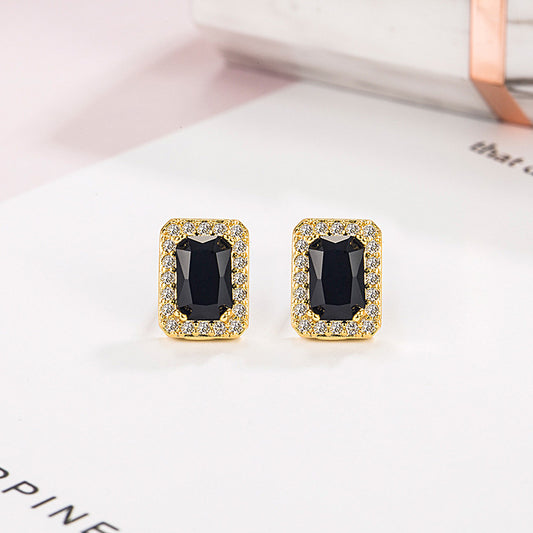 Zircon Square Small Delicate Ear Niche Design Senior Earrings