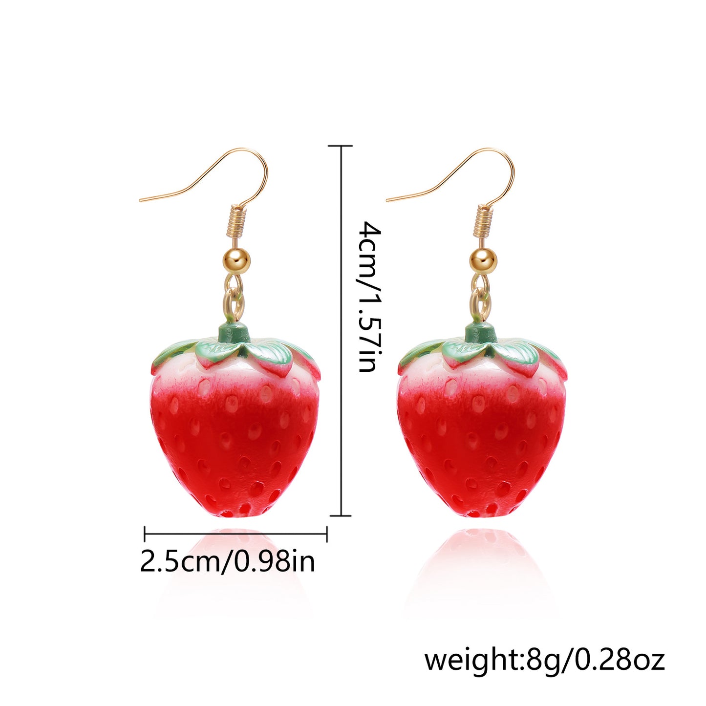 Sweet Style Cute Strawberry Ear Diamond Earrings