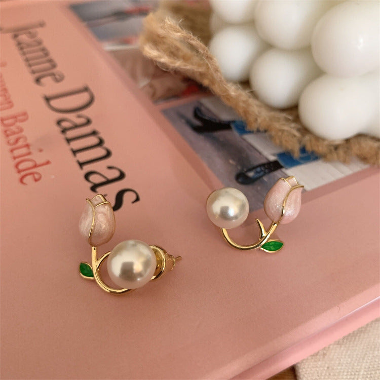 Sier Needle Spring Sweet Flowers Elegant Earrings