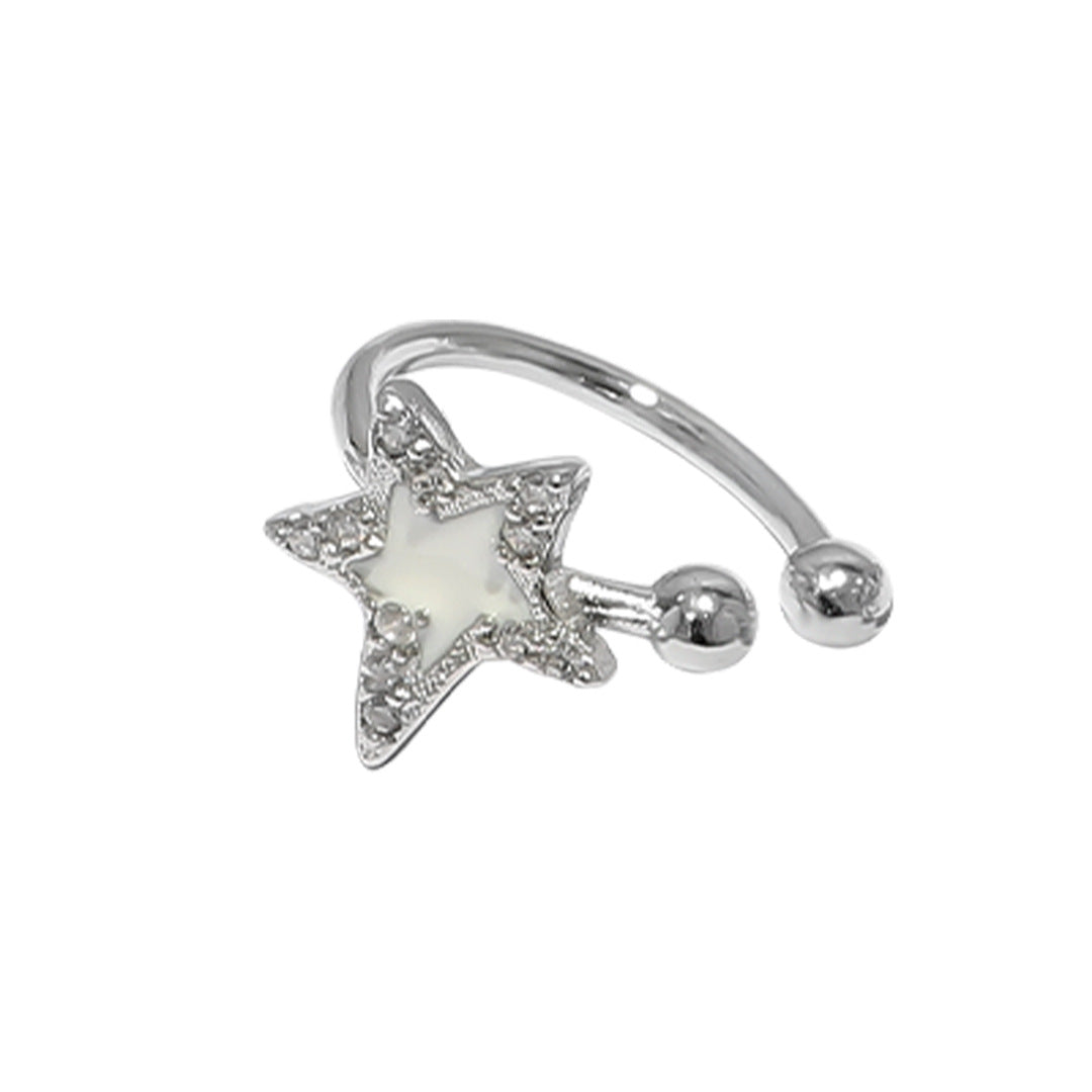 Flash Five-pointed Star Epoxy Enamel Ear Clip Rings