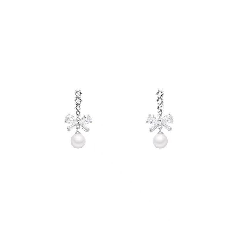 Women's Bow Pearl Niche Design Cold Style Earrings