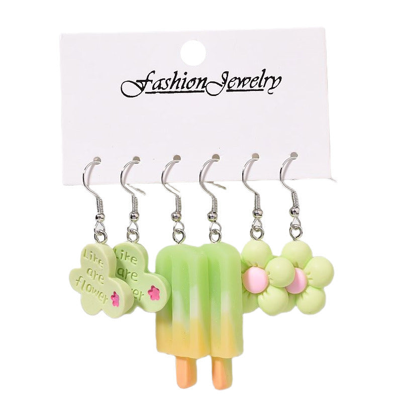 Creative Resin Suit Pairs Of Combination Earrings