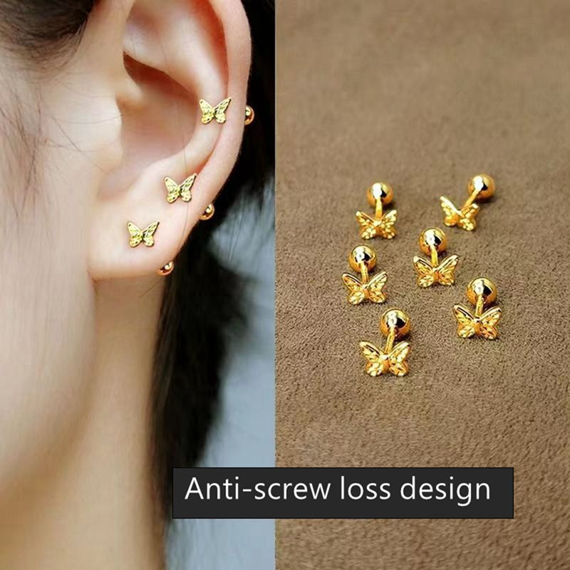 Rods Hollow Bow Ear Bone Female Twist Screw Earrings